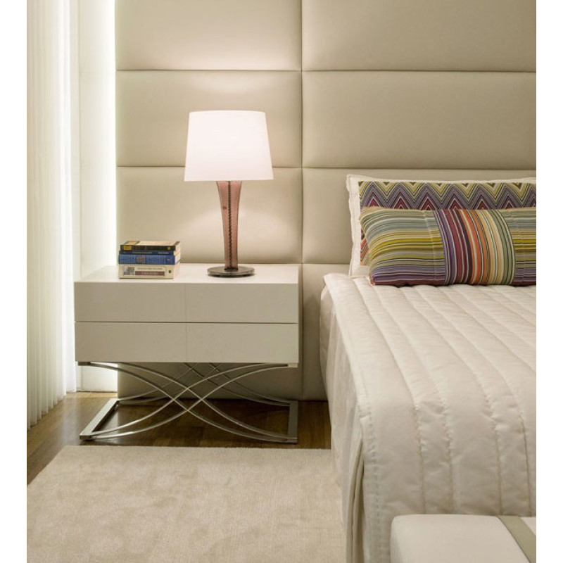 Mesa de Cabeceira Lux Base inox 2 gavetas | Design & Mais