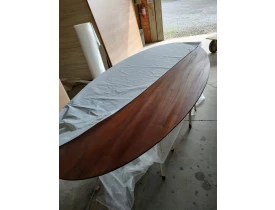 Mesa de Jantar Cone Oval 2,40 x 1,20 em lâmina de madeira imbúia 