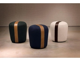 Puff Bob Alça em Couro Natural Camel